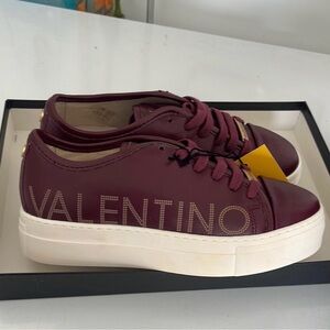 Valentino sneakers Delia Wine size 7 NEW Authentic